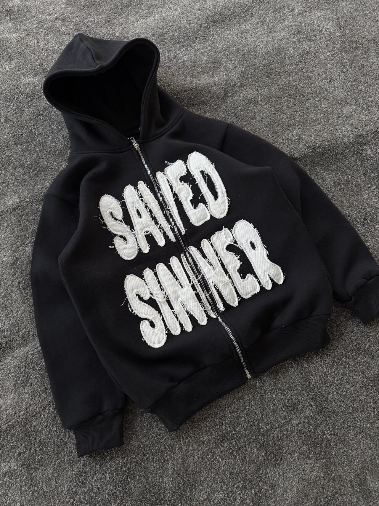 CUSTOM DISTRESS EMBRODERY HOODIE MADE FOR OUR USA CUSTOMER 🇺🇲