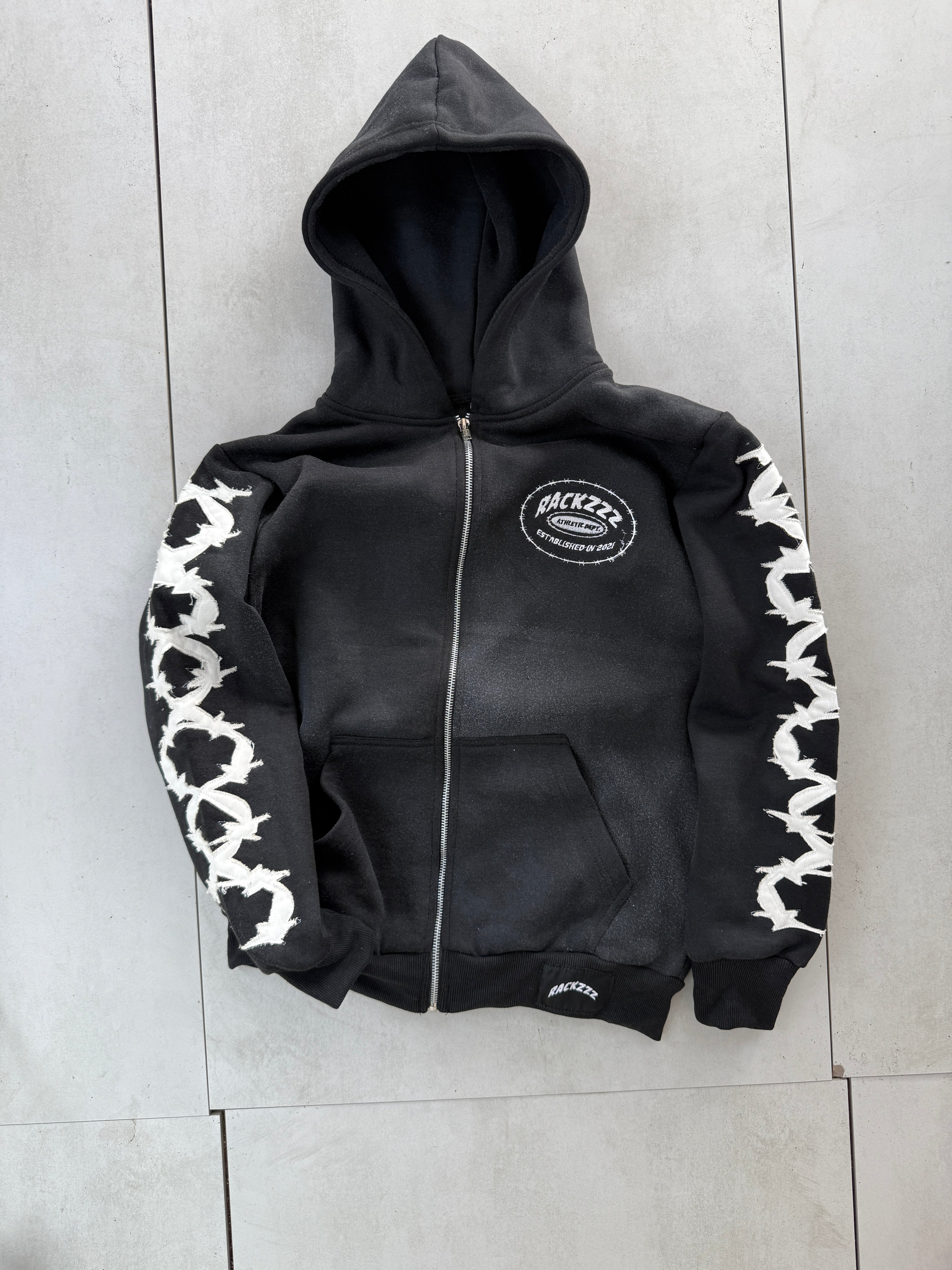 CUSTOM DISTRESS EMBRODERY TRACKSUIT MADE FOR OUR USA CUSTOMER 🇺🇲
