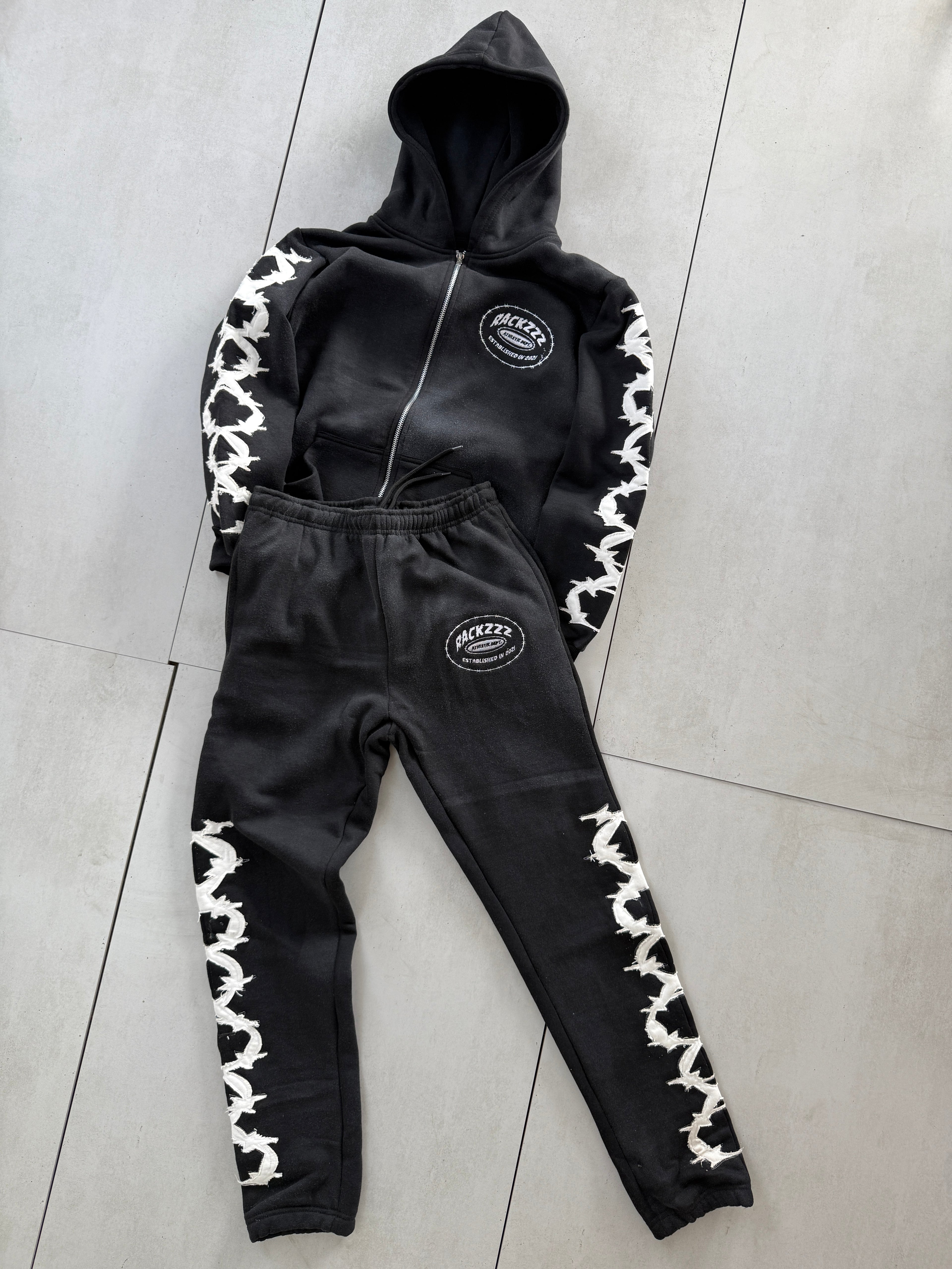 CUSTOM DISTRESS EMBRODERY TRACKSUIT MADE FOR OUR USA CUSTOMER 🇺🇲