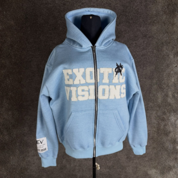 Distress Embroidery with Patch Zipper Hoodie